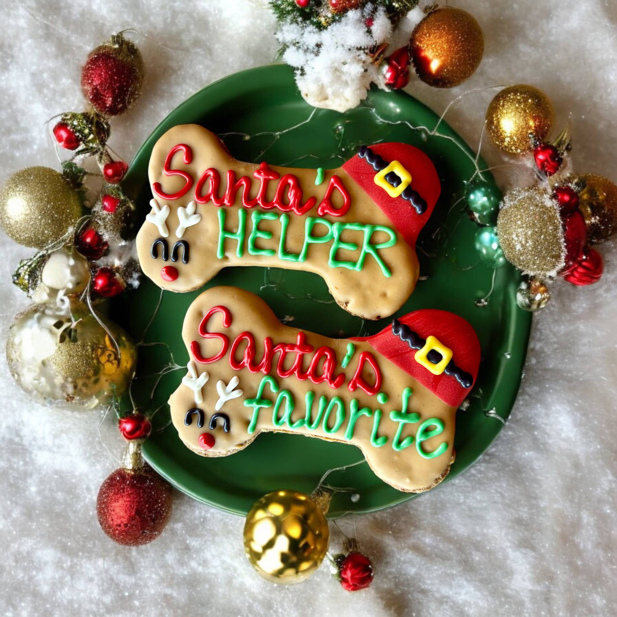 6 inch Santa’s Helper Bone dog treats 