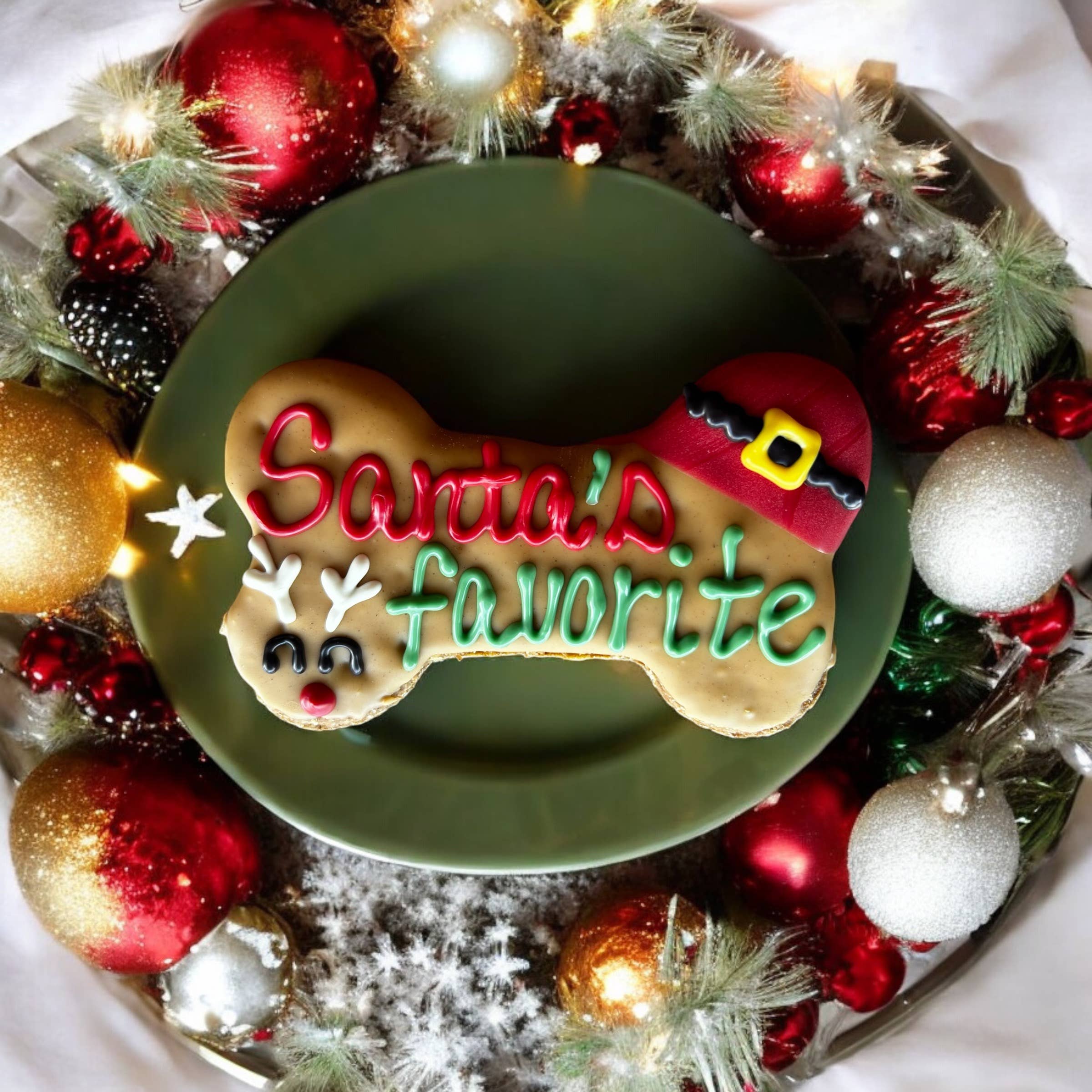 6 inch Santa’s Helper Bone dog treats 