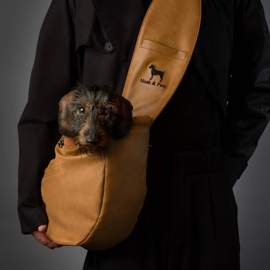 Luxury Vegan Leather Dog Sling Carrier | 3× Safety