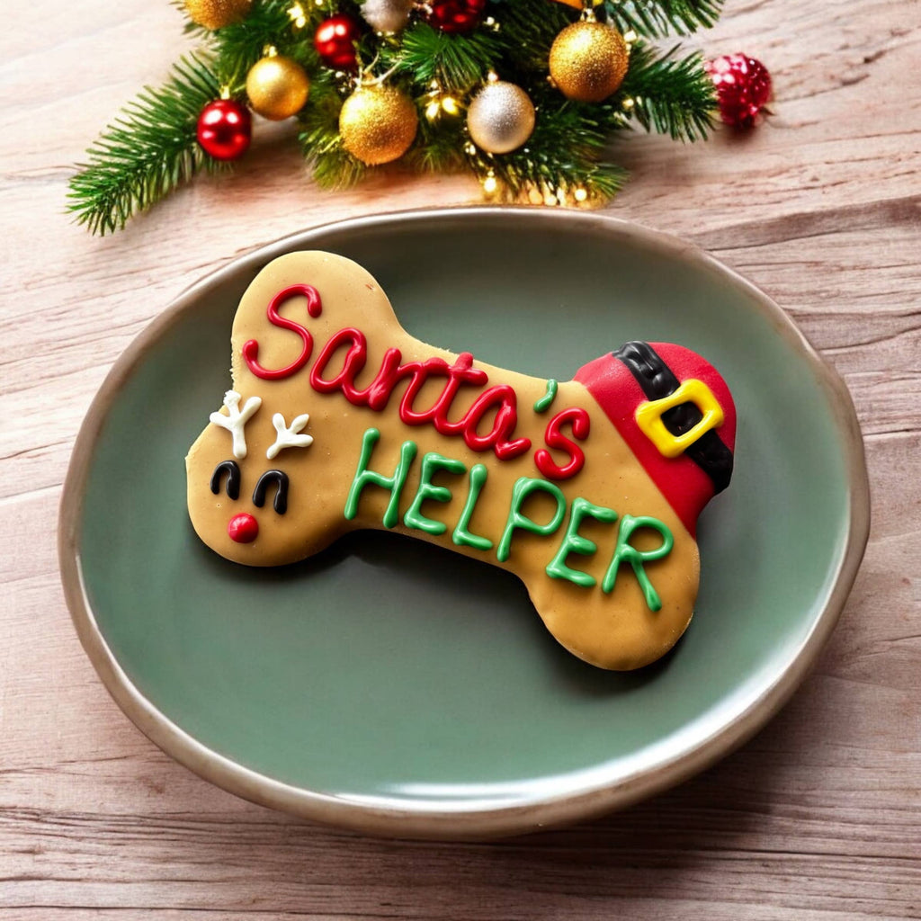 6 inch Santa’s Helper Bone dog treats 