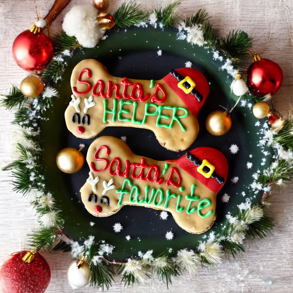 6 inch Santa’s Helper Bone dog treats 