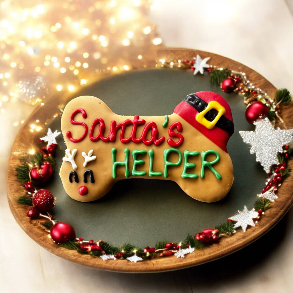 6 inch Santa’s Helper Bone dog treats 