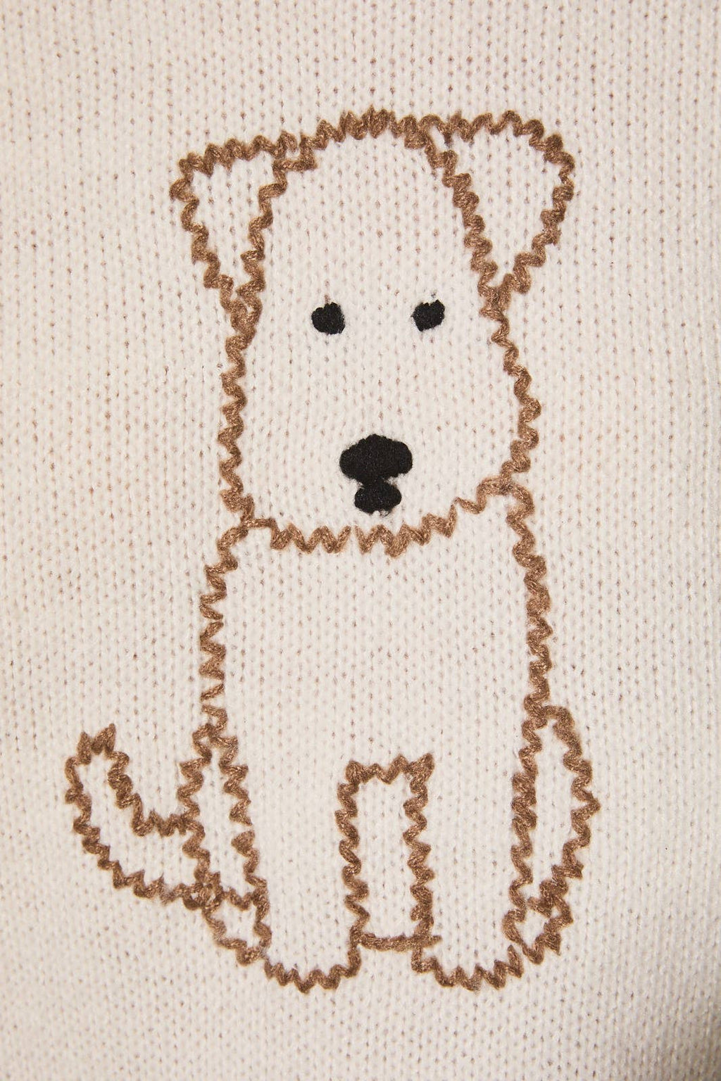 Embroidered Dog Whipstitch Crew Neck Knit Sweater