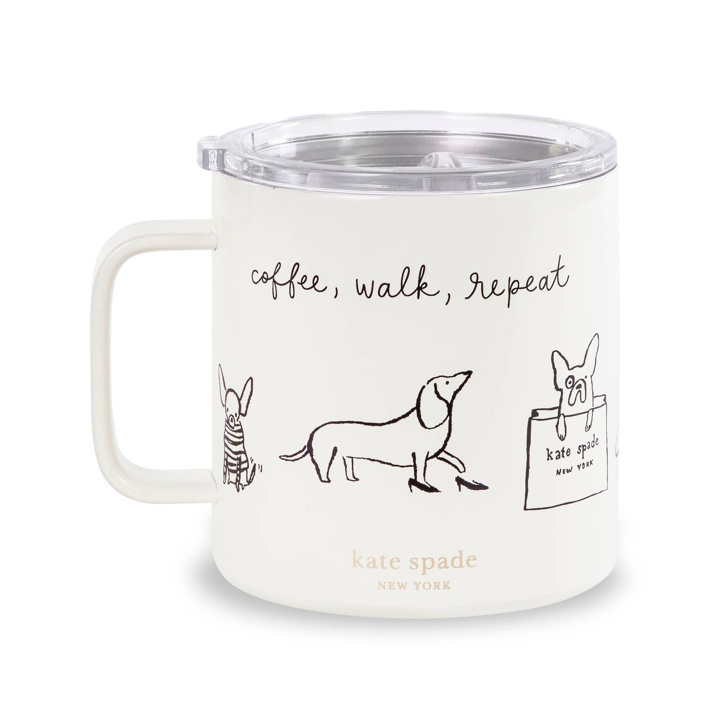 Kate Spade Stainless Steel Coffee Mug, Dog Party