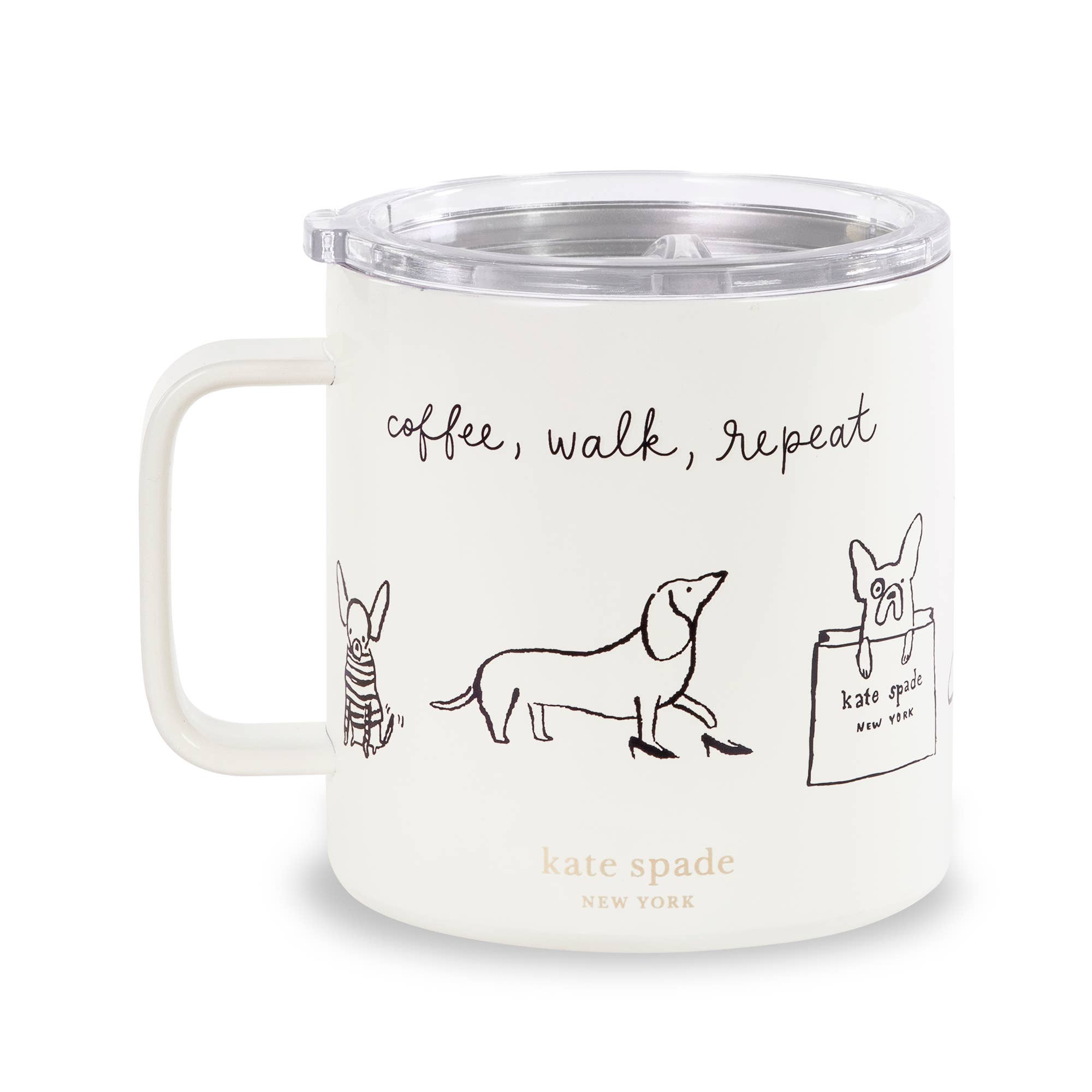Kate Spade Stainless Steel Coffee Mug, Dog Party