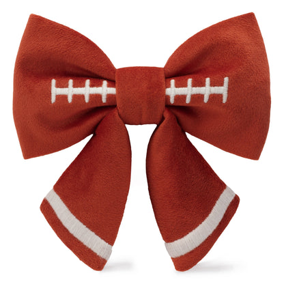 Football Embroidered Lady Dog Bow
