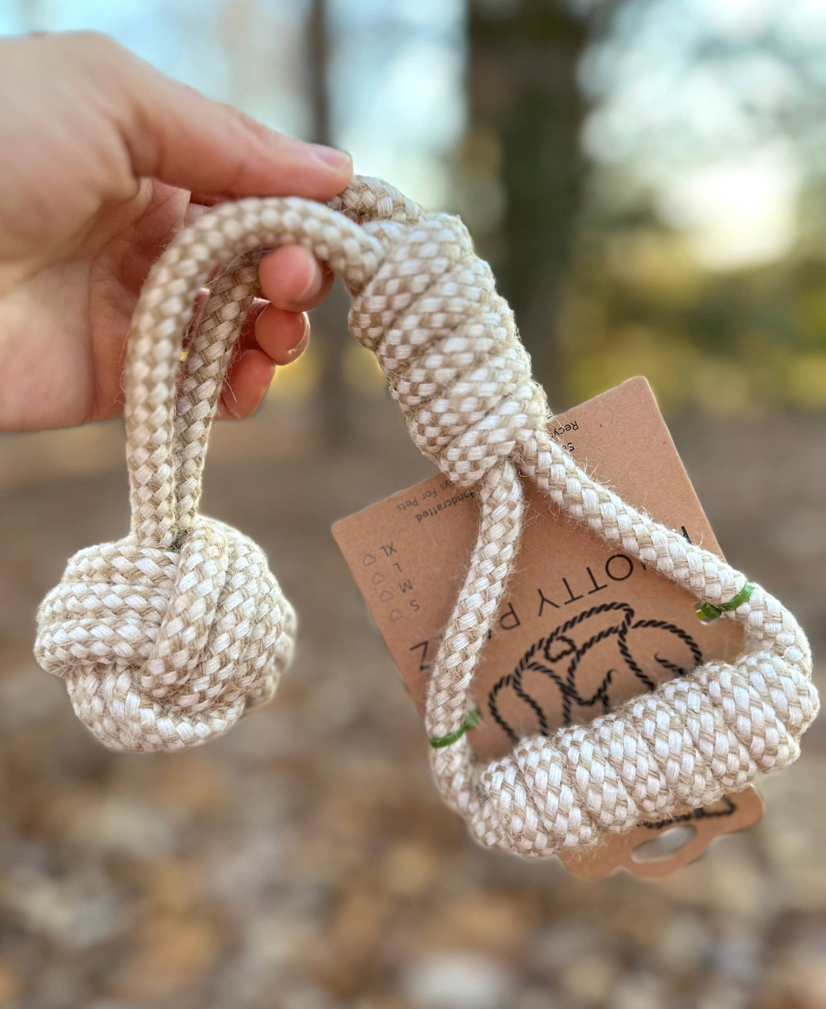 Forest Knot Hemp Rope Tug Toy with Handle | Handcraft