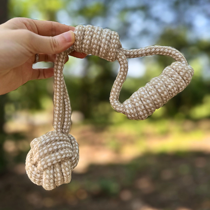 Forest Knot Hemp Rope Tug Toy with Handle | Handcraft