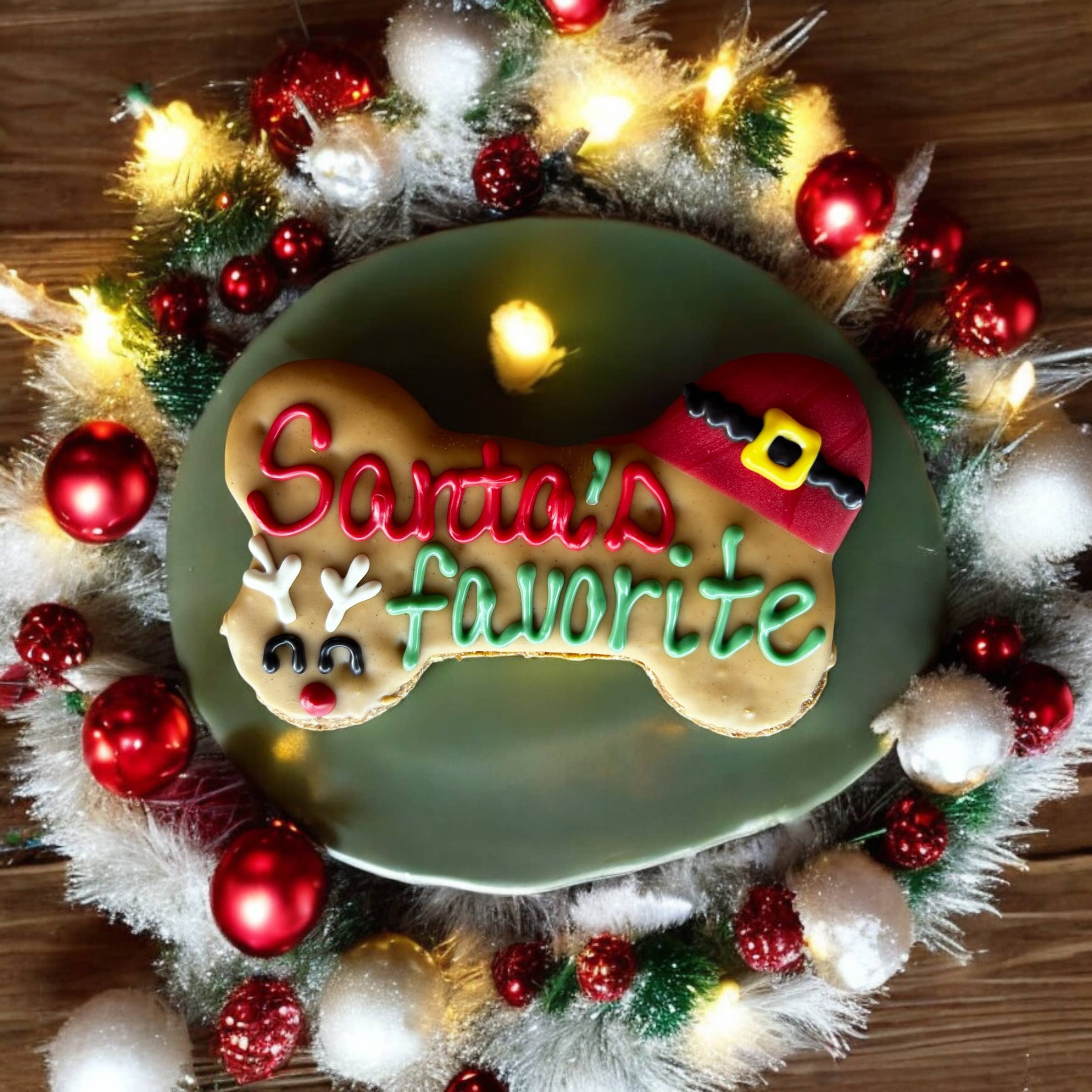 6 inch Santa’s Helper Bone dog treats 