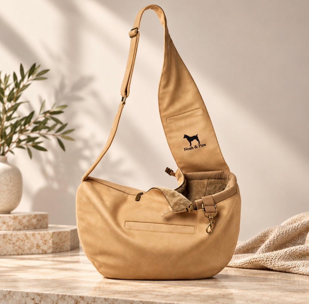 Luxury Vegan Leather Dog Sling Carrier | 3× Safety