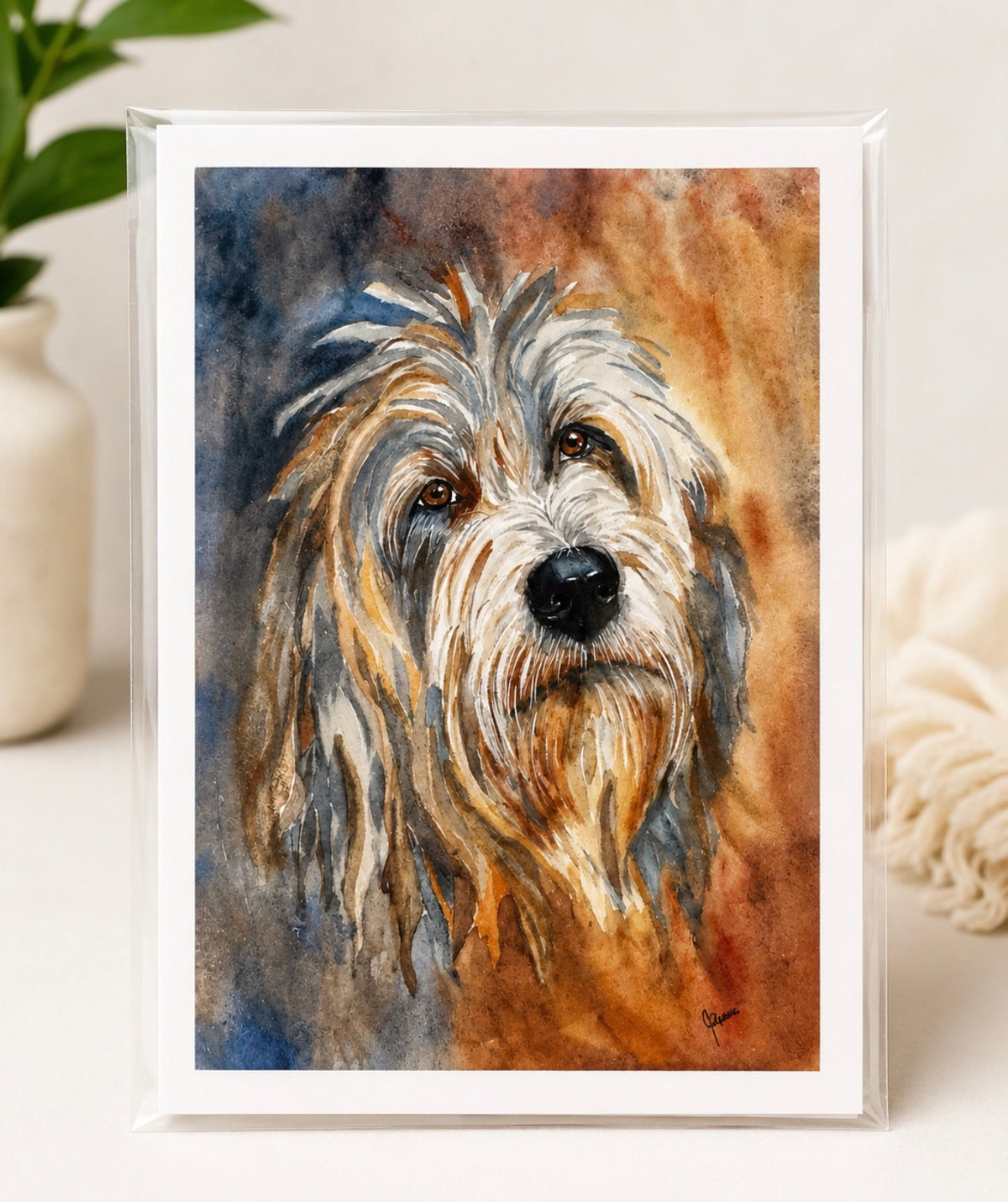 Old English Sheepdog Fine Art Greeting Card