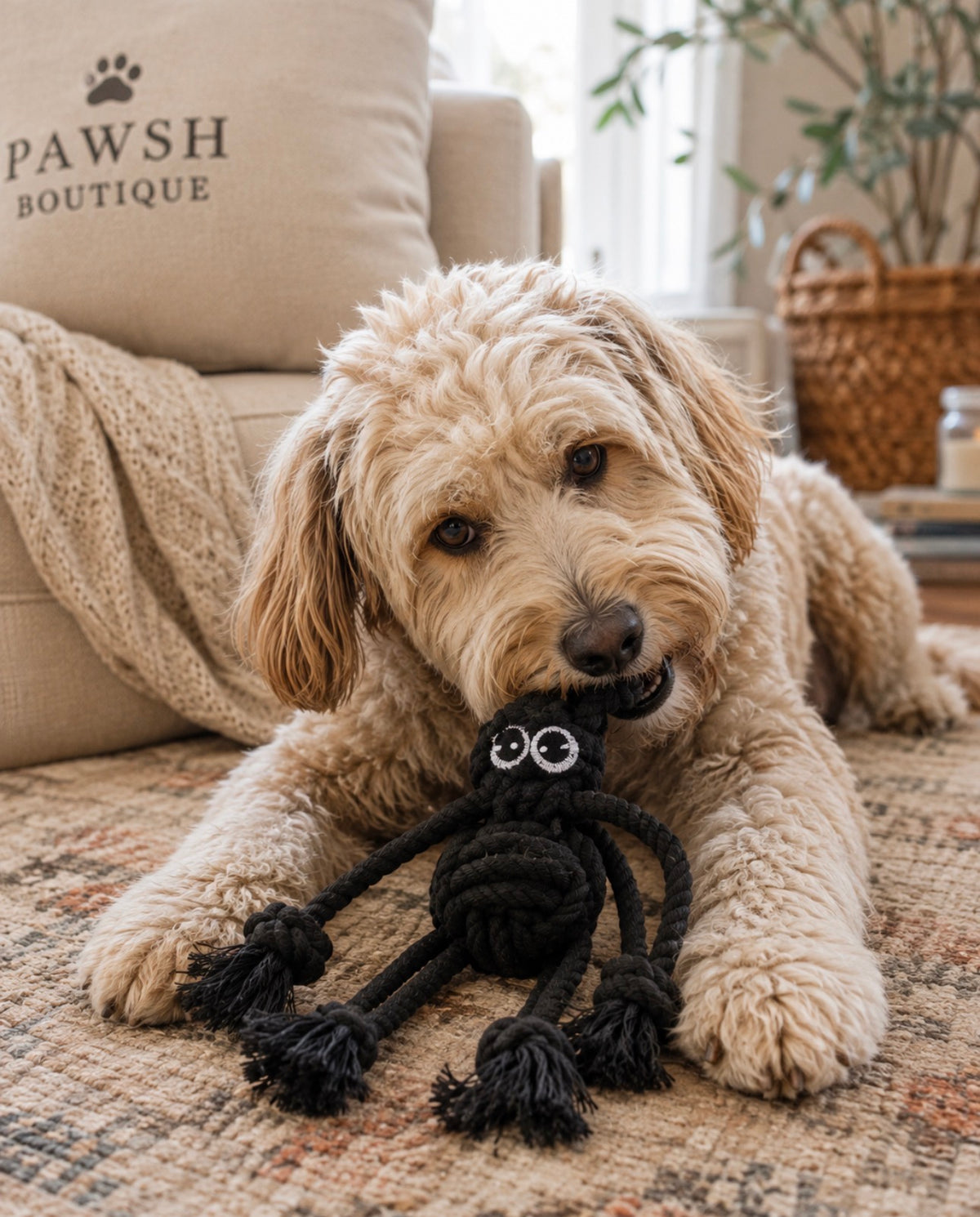 Black Spider Rope Dog Toy