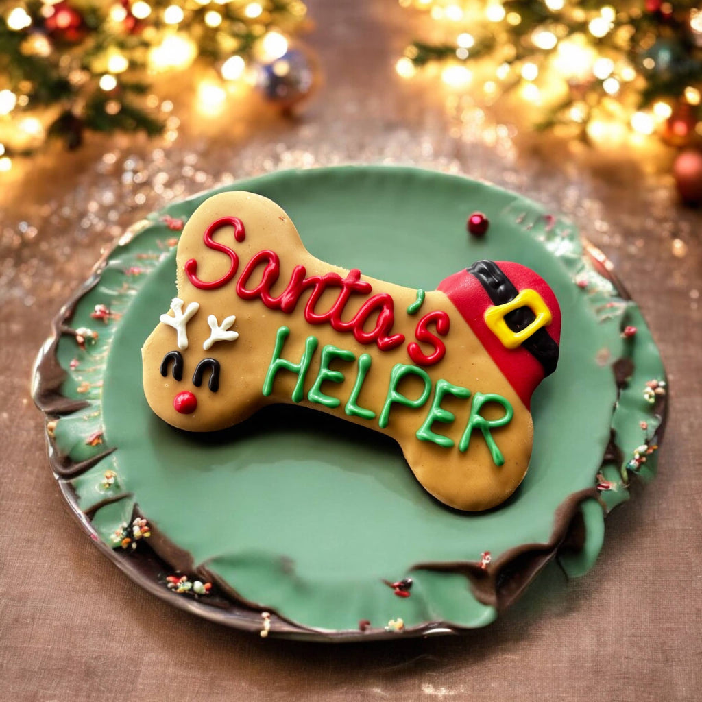 6 inch Santa’s Helper Bone dog treats 