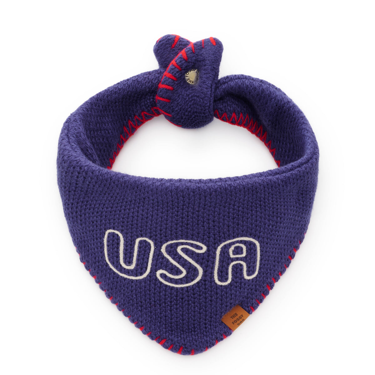 Navy Blue USA Knit Dog Bandana
