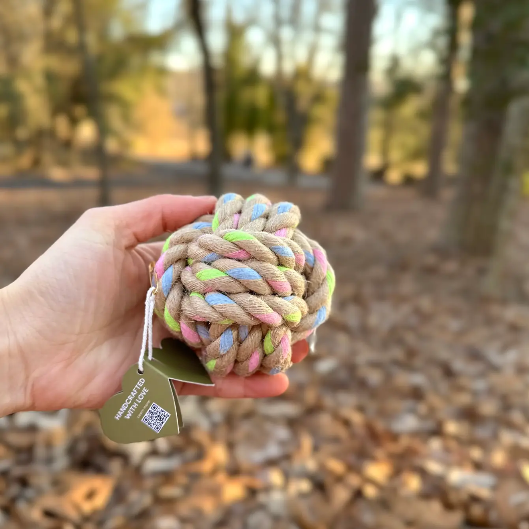 Rainbow Hemp Knot Ball | Nature Hemp | Recycled Cotton | Eco