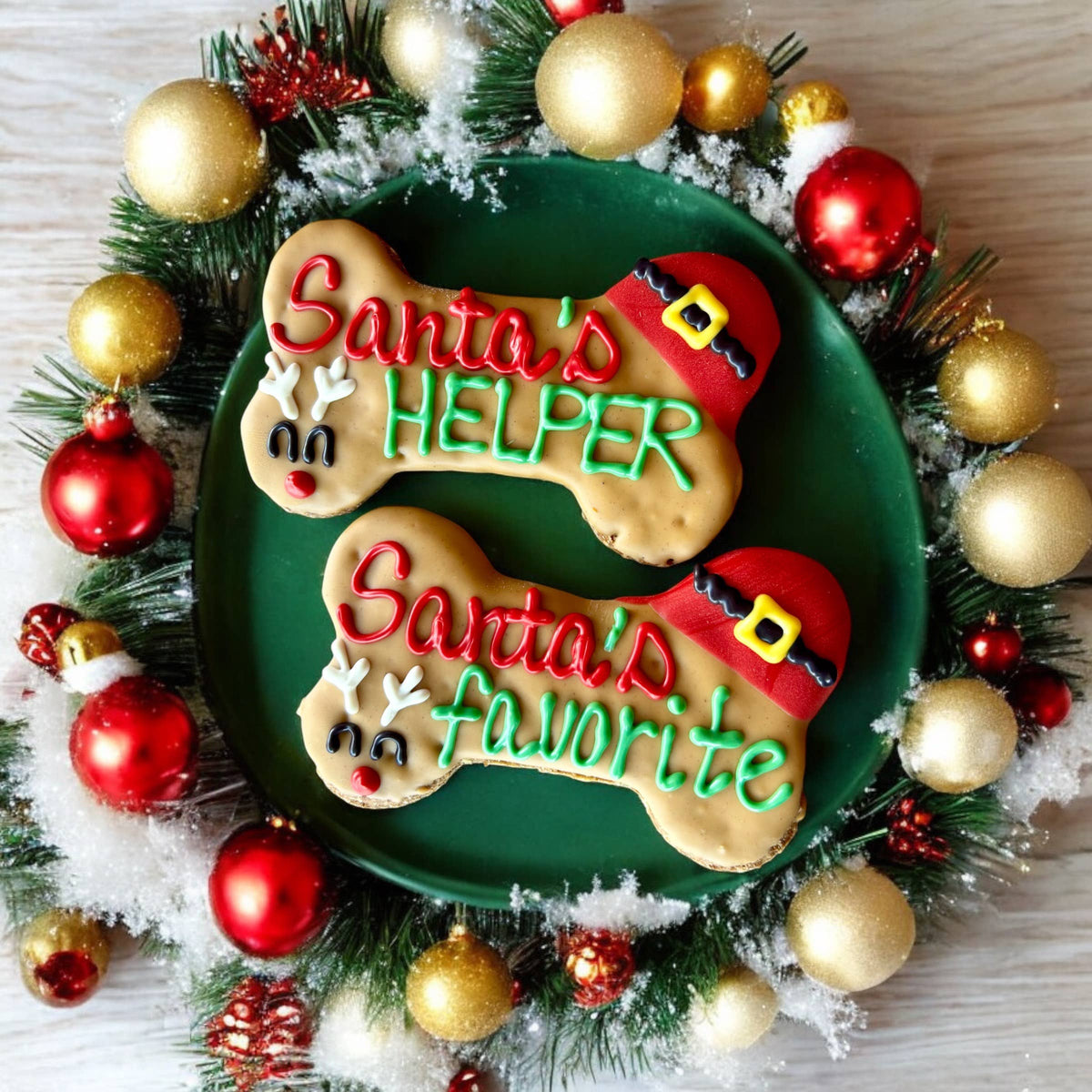 6 inch Santa’s Helper Bone dog treats 