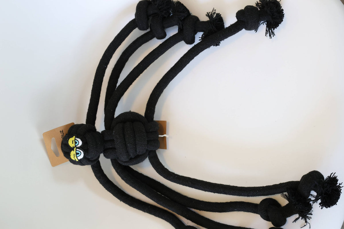 Black Spider Rope Dog Toy