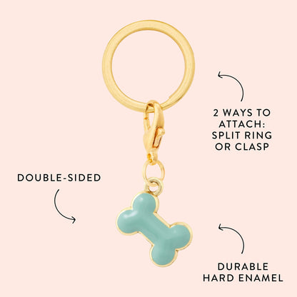 Blue Bone Collar Charm