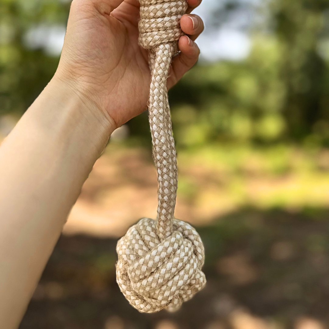 Forest Knot Hemp Rope Tug Toy with Handle | Handcraft
