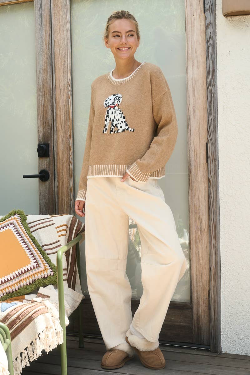 DSA0602-18-1 | Dog Graphic Knit Sweater